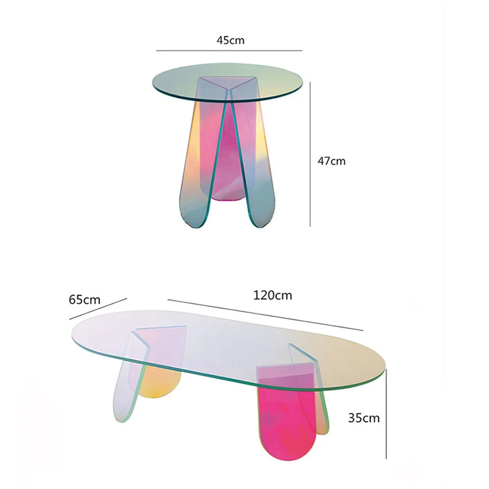 Nordic transparente mesa de acrílico simples mini mesa lateral colorido laser redonda mesa de café quarto cabeceira sala estar móveis