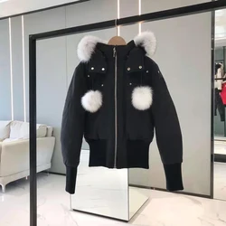 Real Fox Fur Ball Winter Women MS Knukerles Debbie Parka Down Jacket Thicker Outdoor Fashion Coat Thick Windproof Short and Long