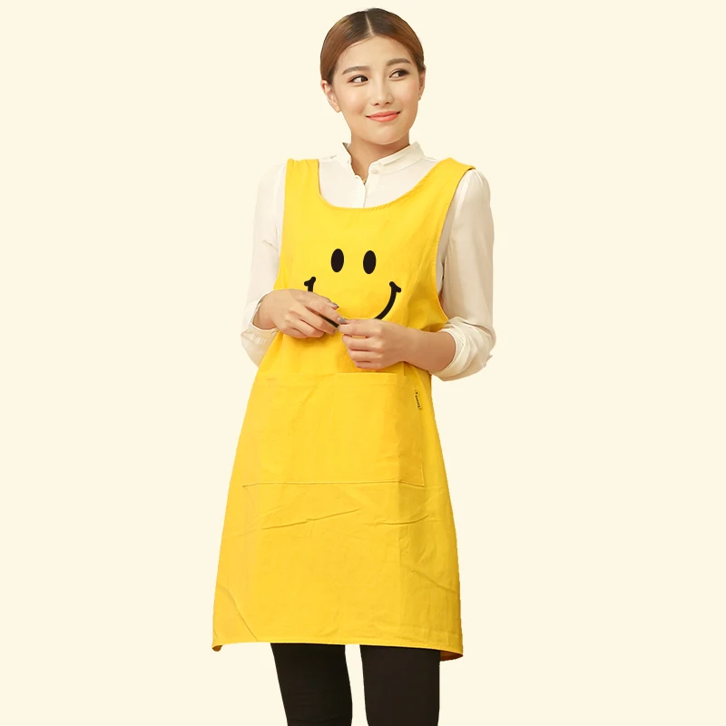 Cute Funny Japanese-style Apron Work Clothes Home Kitchen Cooking Breathable Cotton Waist Pinafore Women Apron