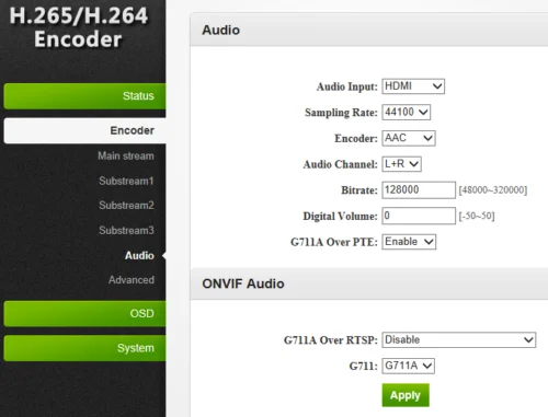 HDMI to IP H.265/H.264 video Encoder with HDMI Loopout by HTTP RTSP RTMP/RTMPS UDP SRT ONVIF