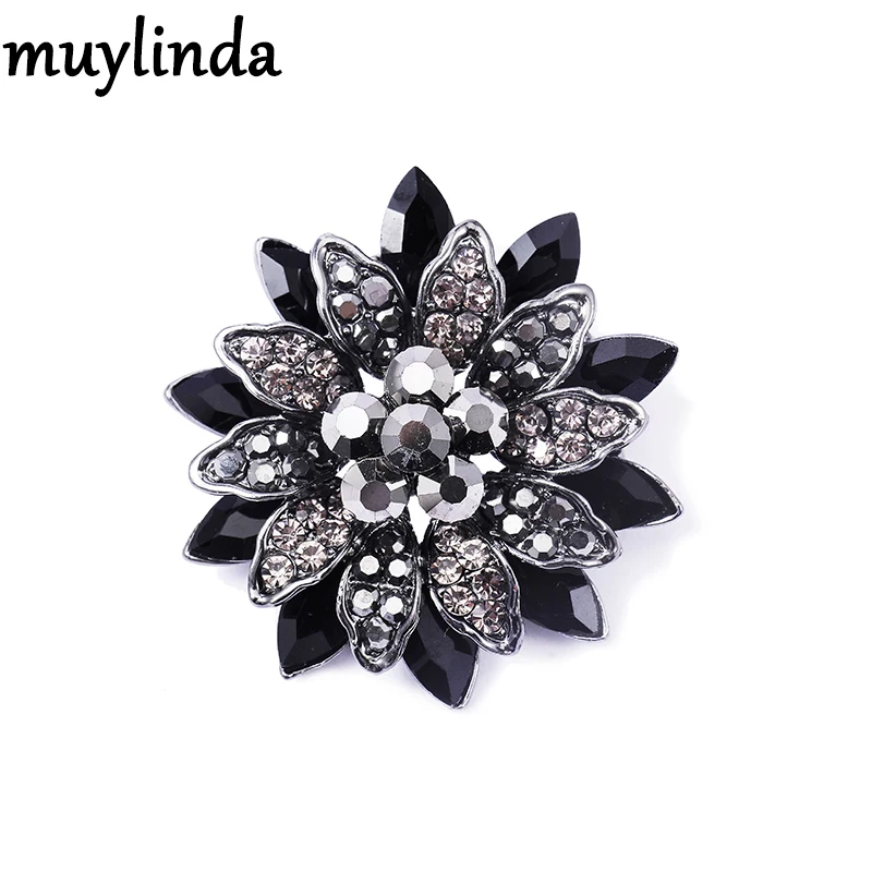 muylinda Trendy The Black Dahlia Brooches Chain For Women And Men Black Pomp Brooch Pins Flower Pins And Brooches