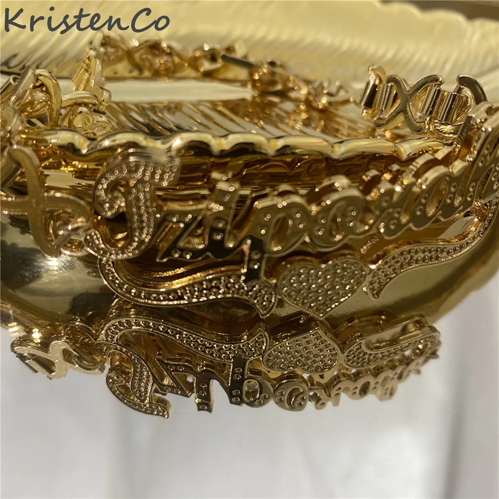 KristenCo Customized Name Bracelet XOXO Name Bracelet Gold-plated Nameplate Stainless Steel Personalized Bracelet