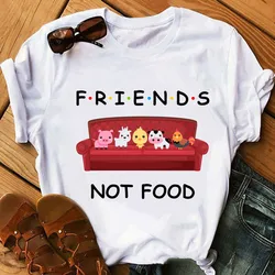 Harajuku Tshirts Women Friends Not Food cow print T-shirt Femme Graphic Tshirt for women Vintage Tshirt Tee Vegan Shirt