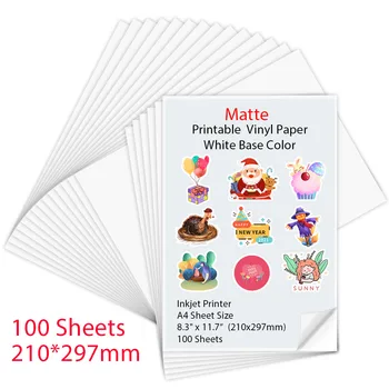 10-100 Blatt a4 selbst klebendes matt bedruckbares Vinyl-Aufkleber papier für Tinten strahl drucker DIY Bastel kopierpapier Tinten strahl drucker papier