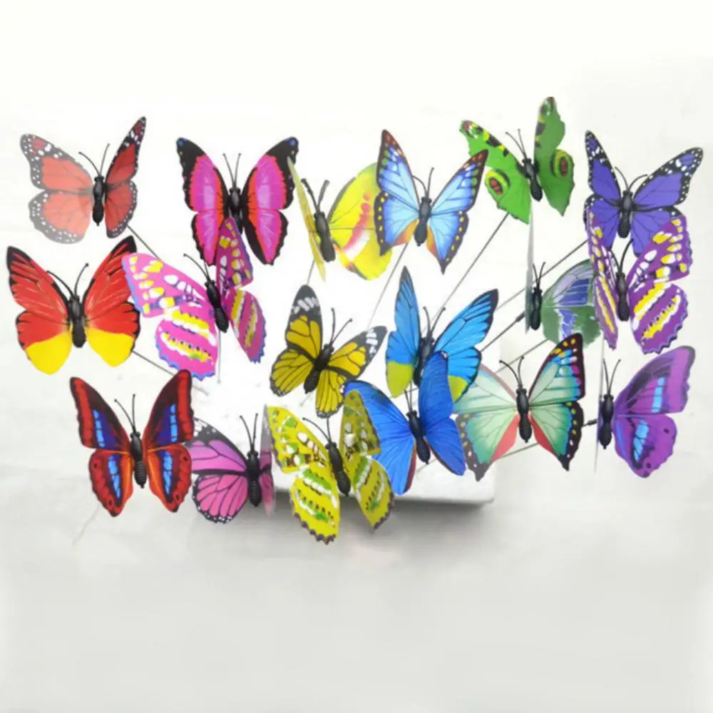 10Pcs/Set Simulation Butterfly Stick Outdoor Garden Flower Pot Decor Ornament Gardening Supplies