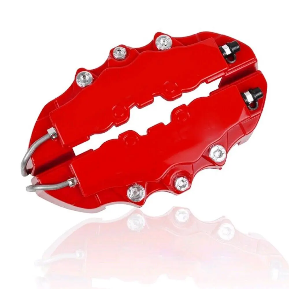 Car Truck Disc Brake Caliper Covers 1 pair 3D Auto Front Rear Disc Brake Caliper Cover Decoration Universal Kit Red Brake Cover