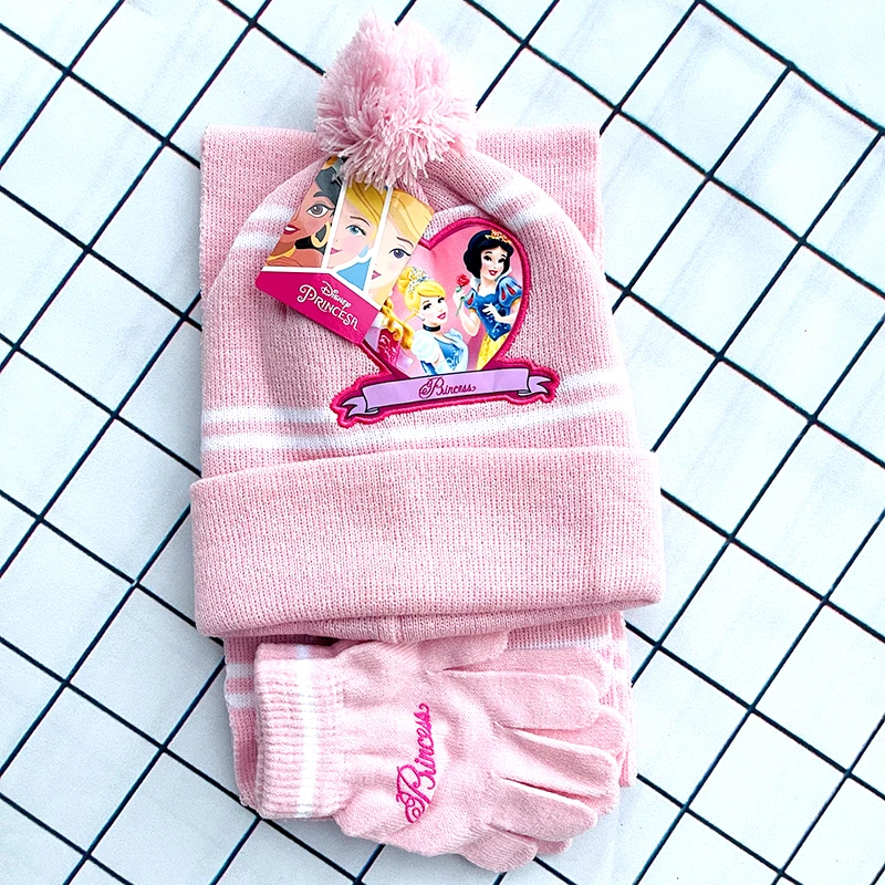 New Winter Warm Children Snow White Cartoon Hat Cinderella Plush Scarf Gloves Set Thickened Protection Sleeping Beauty Kids Hat