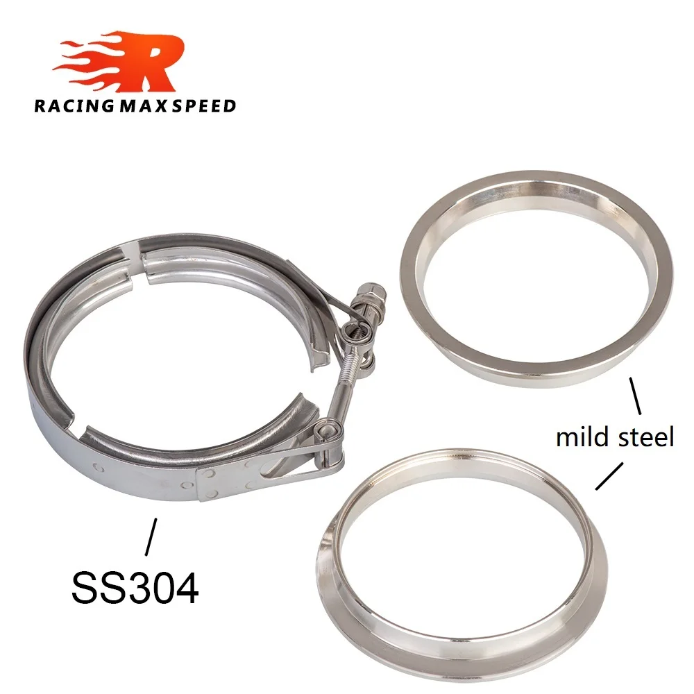 Universal SS304 2 2.25 2.5 3 3.5 4 V-band Clamp 3 Inch V-band 4 Inch Exhaust Flange 76mm Turbo Exhaust Vband V Clamps Kits