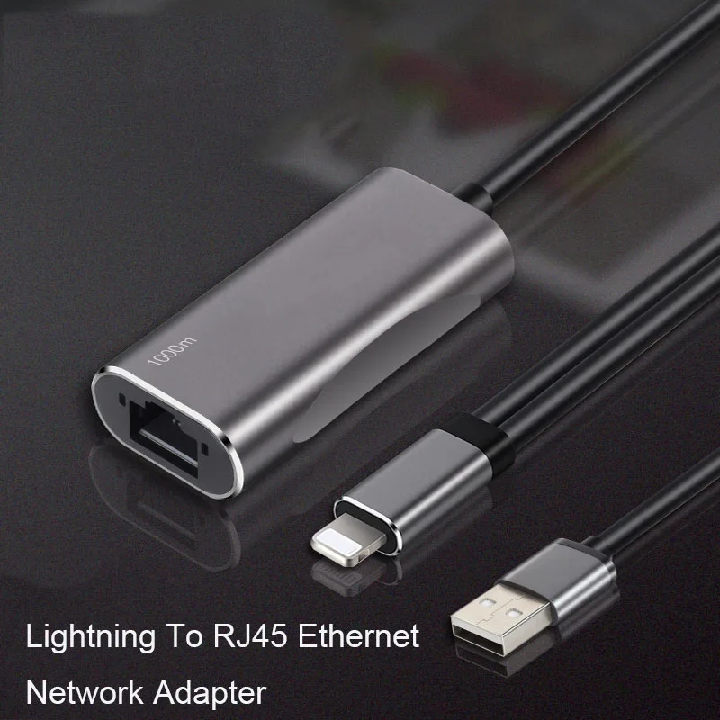 

OTG адаптер lightning/Ethernet для проводной сети RJ45 1000 Мбит/с LAN 100 Мбит/с для iphone7 /x/8/6 plusmax