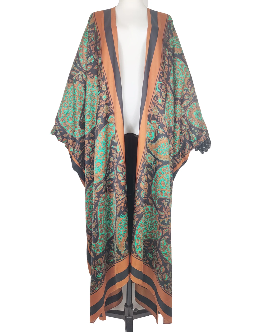 

Bohemian 2022 Kuwait Popular Printed Summer Beach Swimwear Cover Up Oversize African Muslim Silk Kaftan Kimonos For Lady