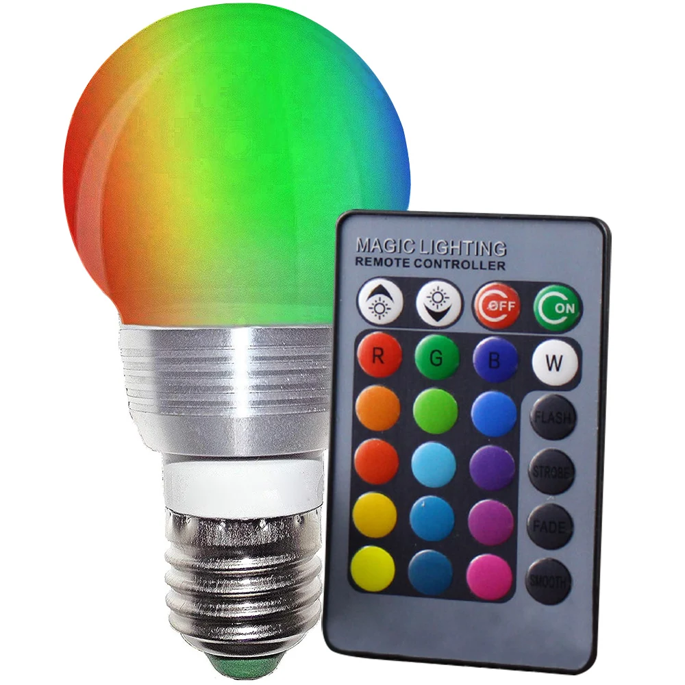 E27/E26/E14/B22/GU10/MR16 3W RGB LED Bulb Remote Control LED Lamp 16 Colors Magic Disco DJ Bulb Light Home Party Club Decor D30