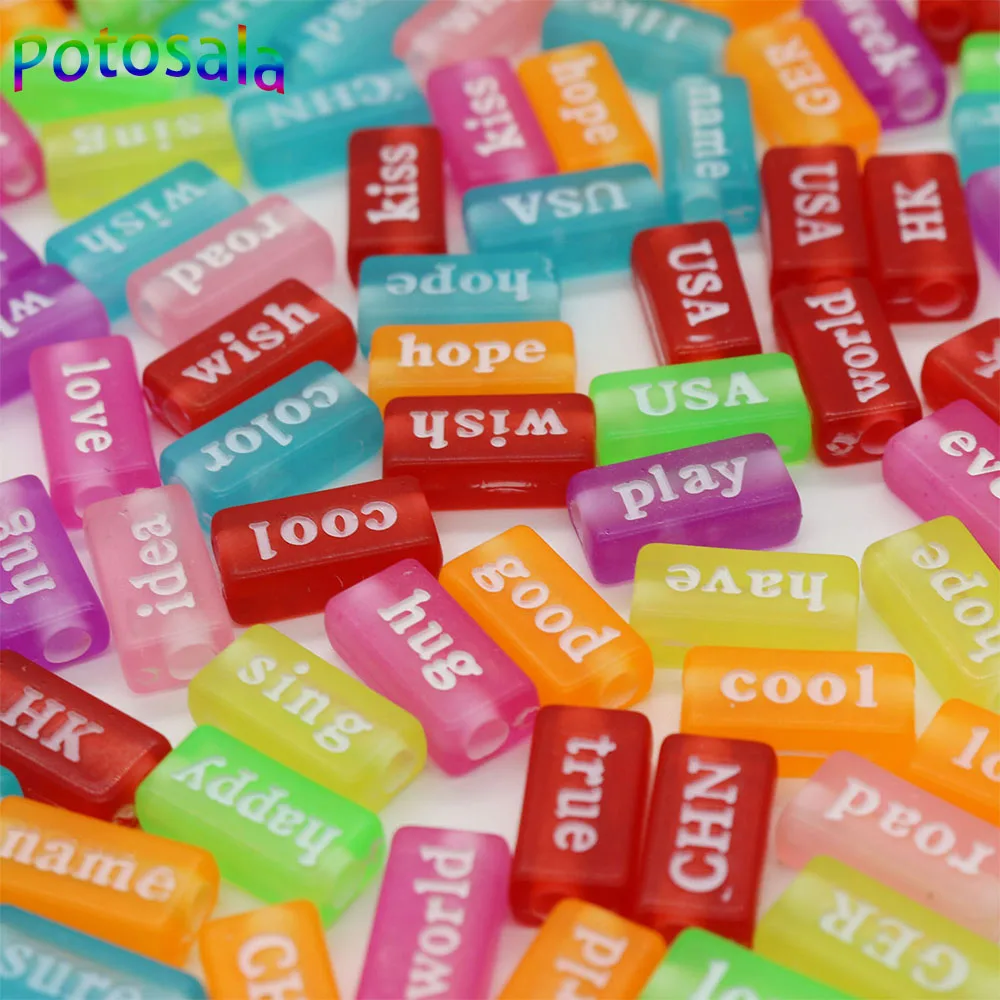 50Pcs Colorful Mixed Letter Acrylic Beads Various Words Loose Spacer Beads For Jewelry Making Diy Charms Bracelet Accessories