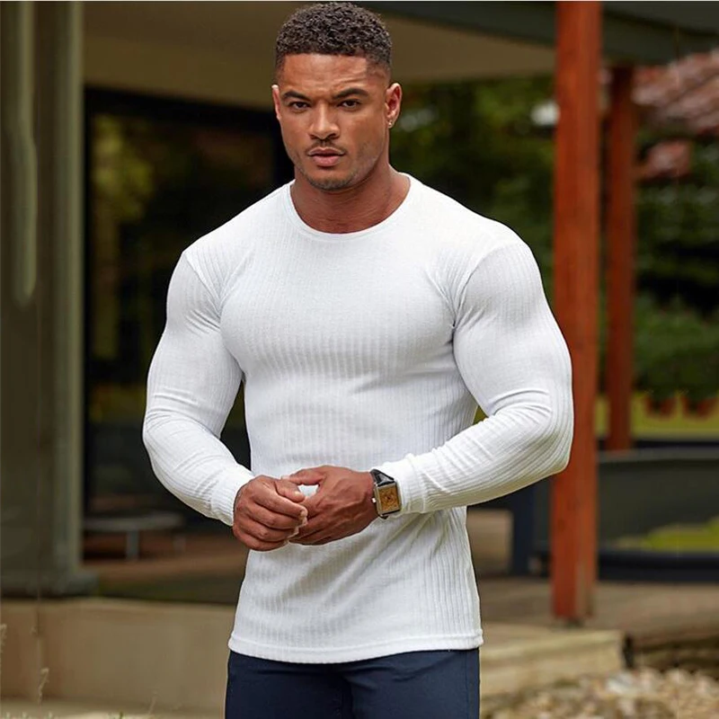 New Spring Autumn Fashion Sports Sweaters Men Long Sleeve Pullovers Man O-Neck Casual Slim Fit Sweater Gym Fitness Knitting Tops