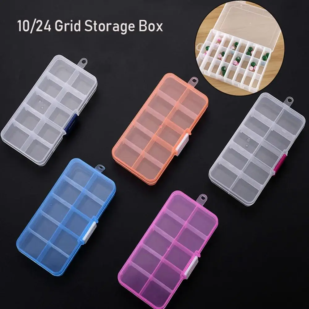 

10/24 Grid Colrful Transparent Plastic Storage Box Square Jewelry Beads Container Small Items Case Sundries Organizer Accessory