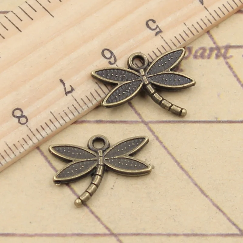 20pcs Charms Dragonfly 18x14mm Tibetan Bronze Silver Color Pendants Antique Jewelry Making DIY Handmade Craft Pendant