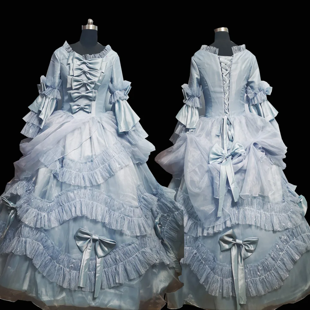 2020 neue blau Vintage kostüme 18th Herzogin Retro medieval Renaissance Reenactment Theatre bürgerkrieg Viktorianischen kleid D-620