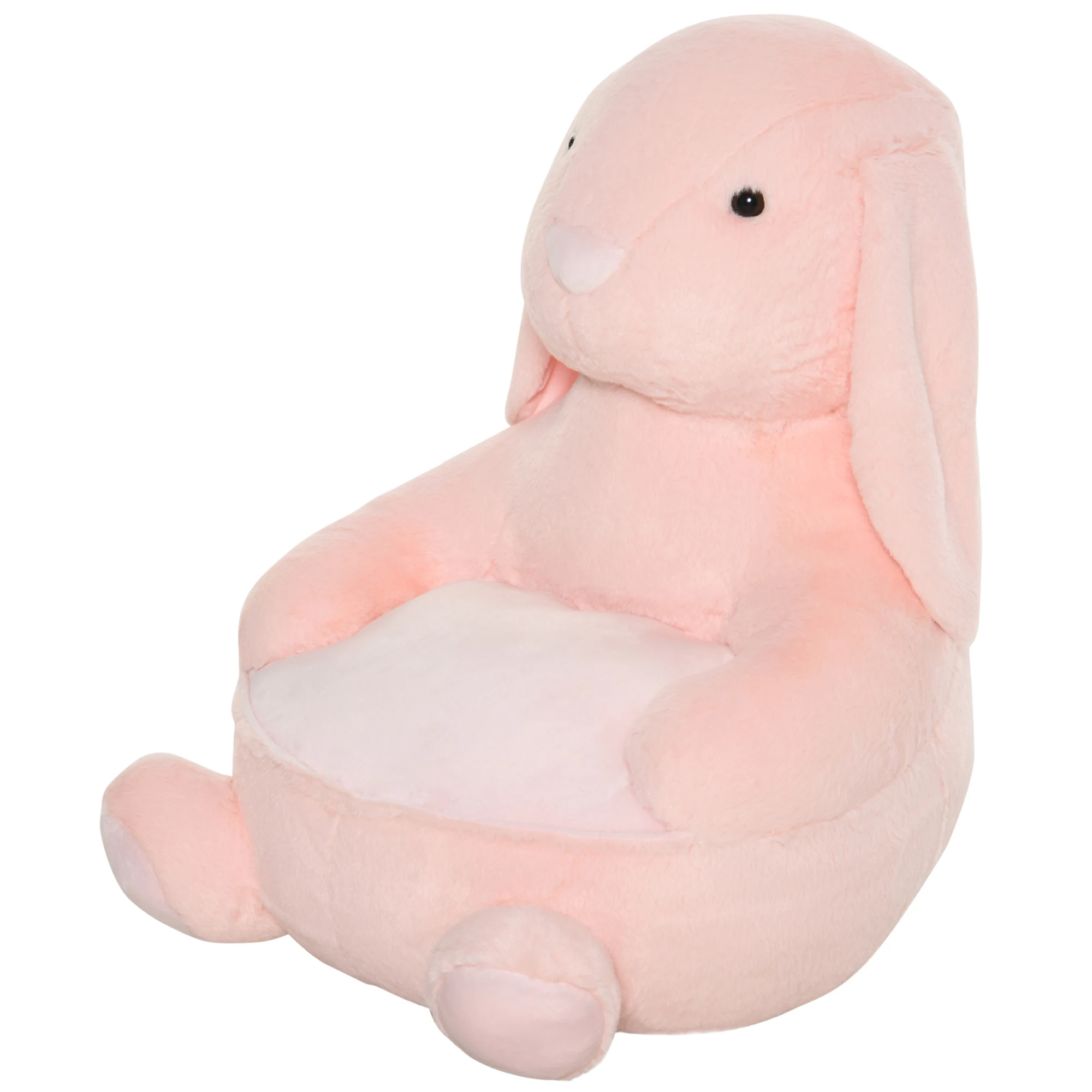 HOMCOM Children's Rabbit-shaped Sofa Armchair for Children + 18 Months with Backrest Armrest and Anti-slip Cushion 60x50x59cm Pink