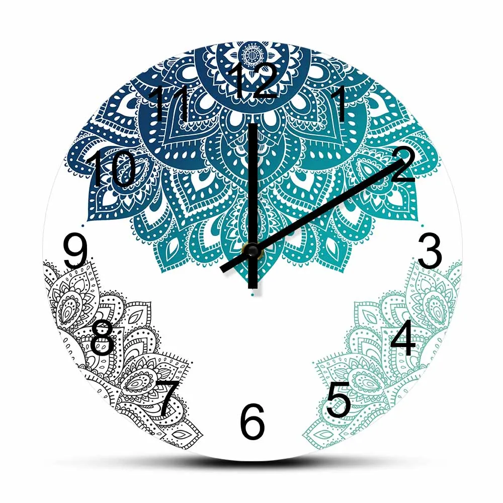 

Islam Meditation Mandala Minimalist Living Room Wall Clock Beautiful Indian Floral Ornament Asian Home Decor Modern Wall Watch