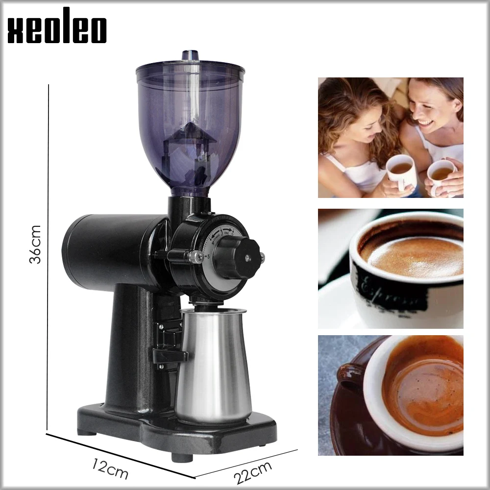 XEOLEO-molinillo de café expreso, molinillo de café eléctrico, molinillo de rebabas planas, máquina de Espresso para el hogar, molinero de café de