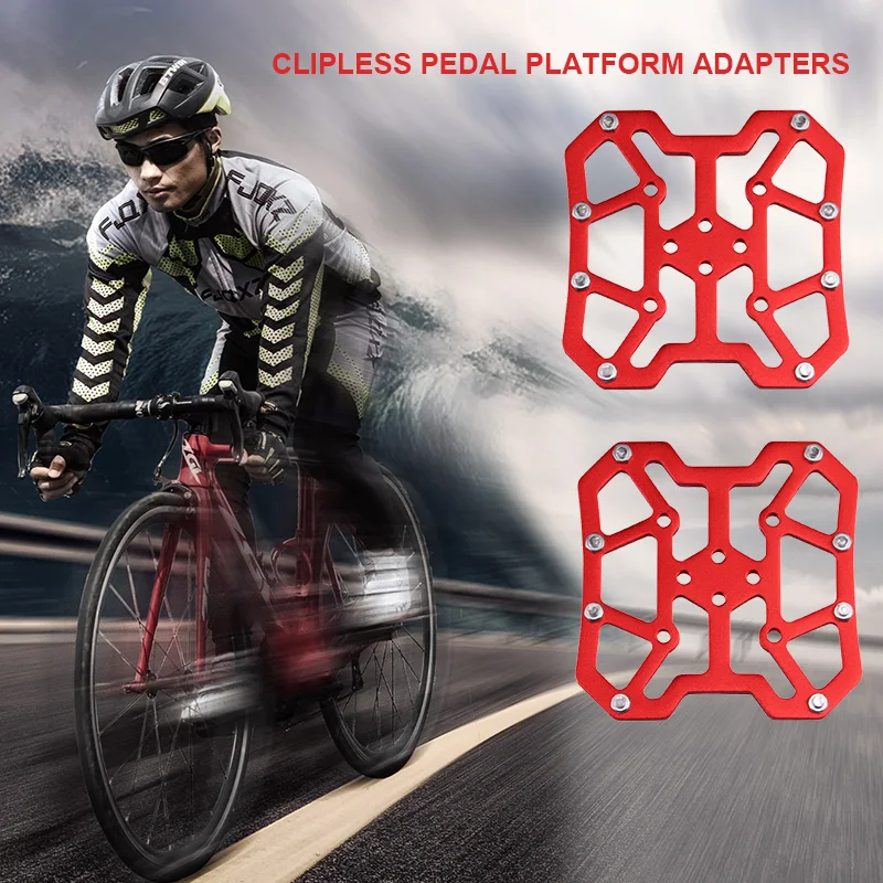 Bike Clipless Pedals Aluminum Alloy Universal Compatible Bicycle Clipless Pedal Platform Adapters for SPD KEO Road MTB Bike