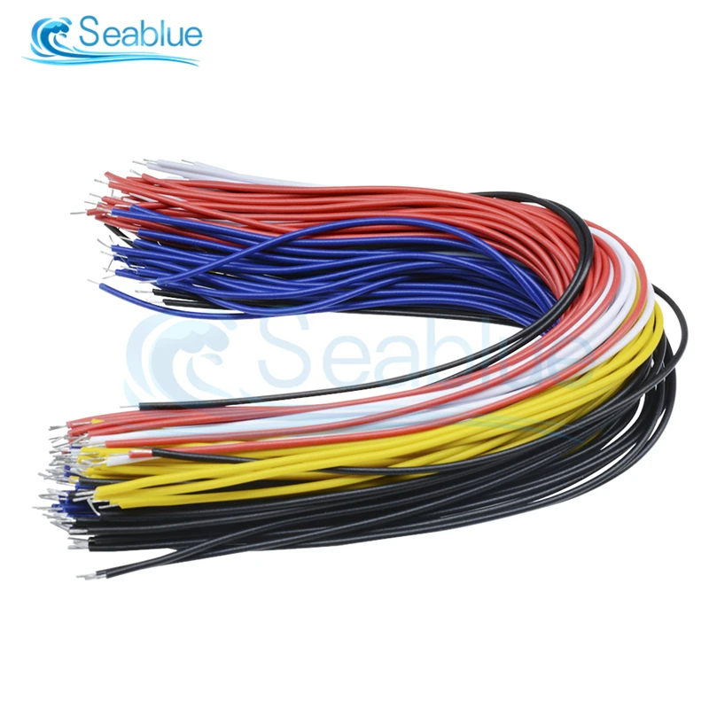 100Pcs Double Head PCB Solder Cable 20CM 26AWG Breadboard Fly Jumper Wire Cable Tin Conductor 5 Color