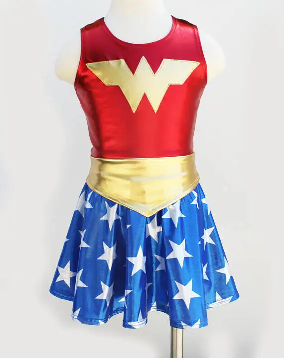 Vestido super-herói tutu para meninas, vestido diana, traje quente de Halloween, 3 a 9 anos, 2020