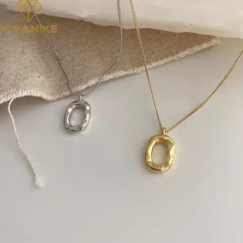 XIYANIKE 여성을위한 미니멀리스트 실버 컬러 매력 목걸이 커플 새로운 패션 타원 기하학 펜던트 파티 보석 선물