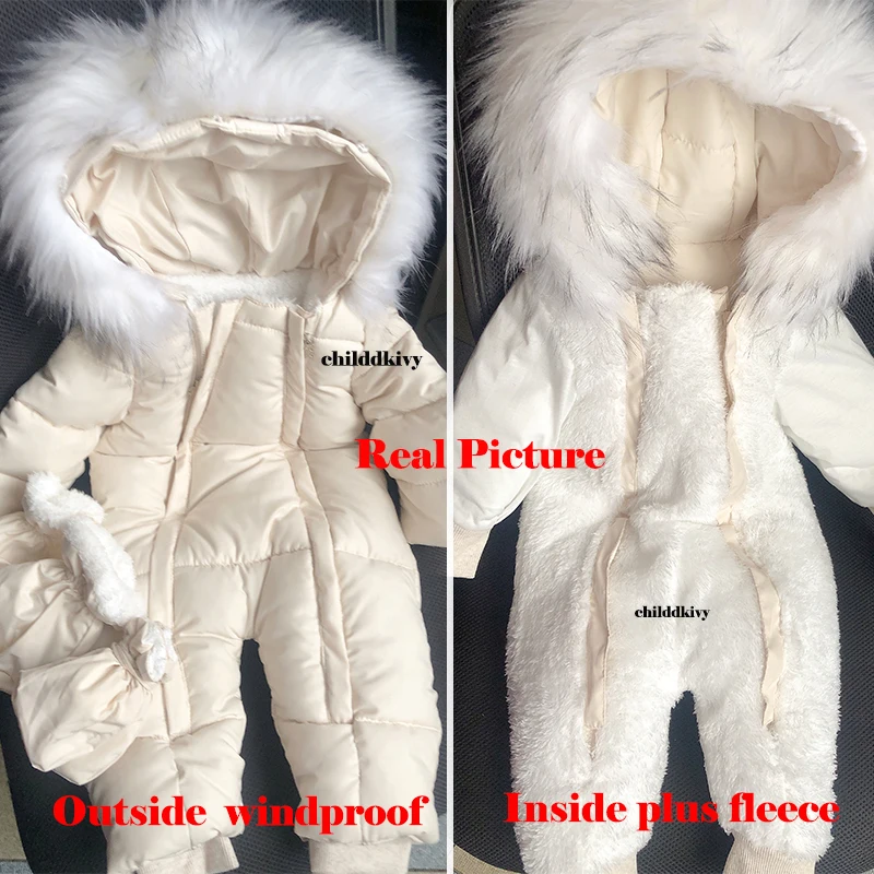 0-24 Months Newborn Baby Jumpsuit Winter Cotton Baby Romper With Gloves Hooded Thicken Boys Snowsuit Girl Clothing Set