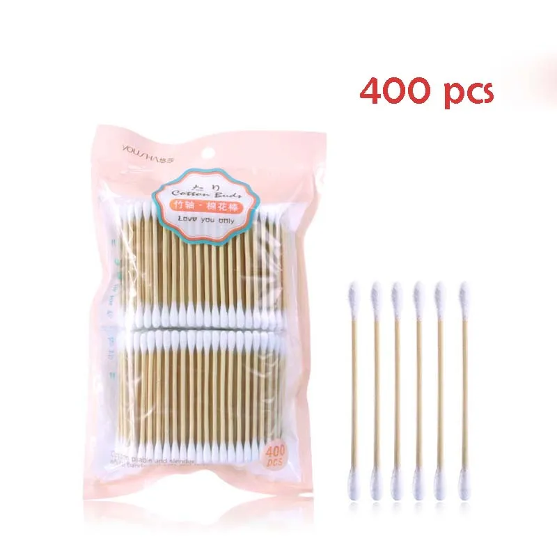 

400pcs Natrual Double Head Cotton Swab Women Makeup Cotton Buds Tip New Wood Sticks Nose Ears Cleaning Health Make Up Tools