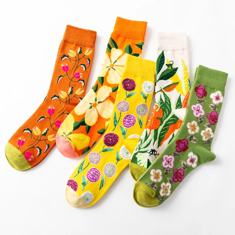 DaiShana Women Sock Cartoon Dog Octopus Flower Plant Kawaii Funny Casual Female Cotton Sox Hosiery Streetwear Harajuku Crew Sock