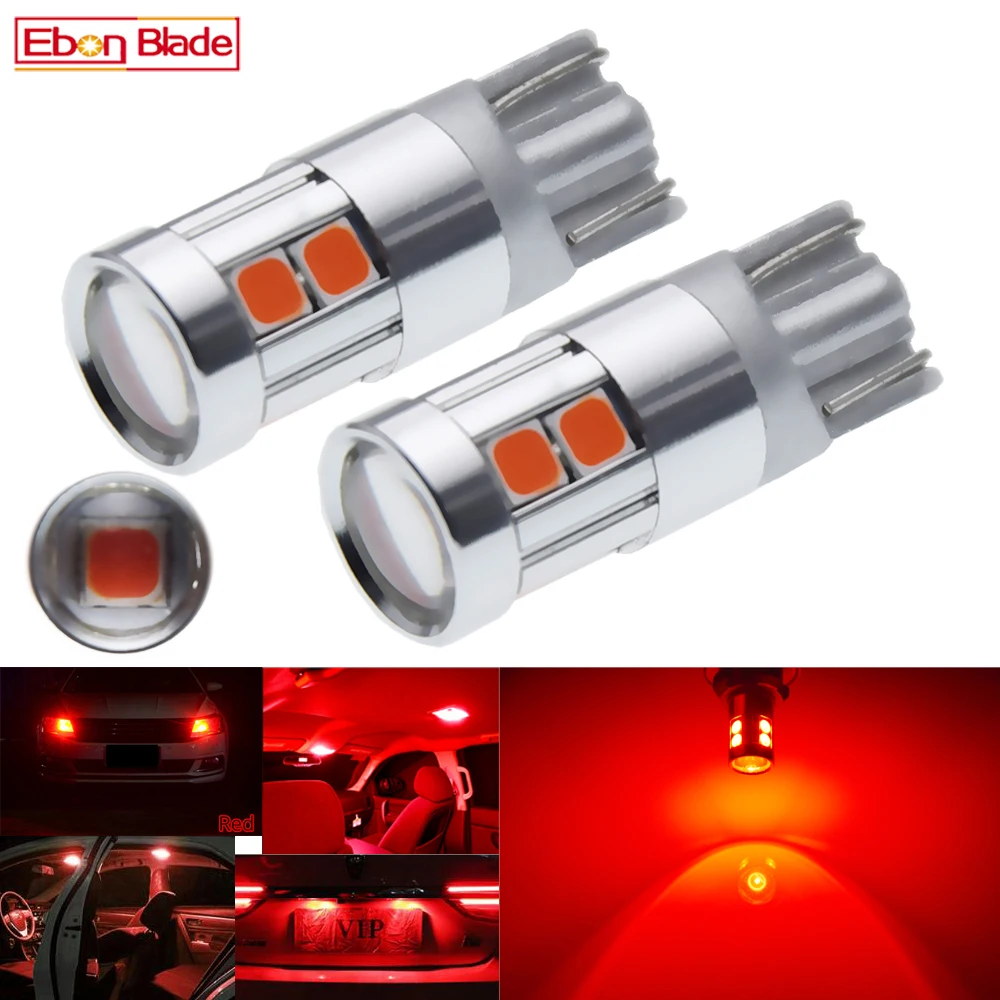 

10Pcs T10 W5W LED Bulb 194 168 3030 SMD Auto Interior Reading Wedge Parking Light Bulbs Car Stying White Red Amber 10V-30V DC