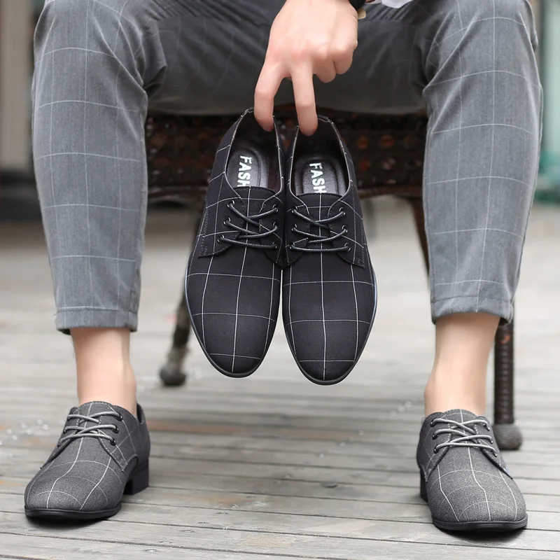 Men Classic Business Shoes Man Dress Shoes Fashion Korea Pointed Toe Lace-Up Formal Wedding Shoes Men Black Lattice 999