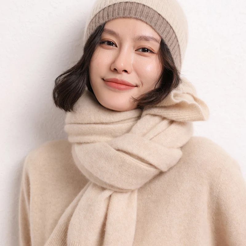 New Arrival Autumn Winter Knit Women Scarf Solid 100% Goat Cashmere Poncho Warm Fashion Capes Lady High Quality Scarves