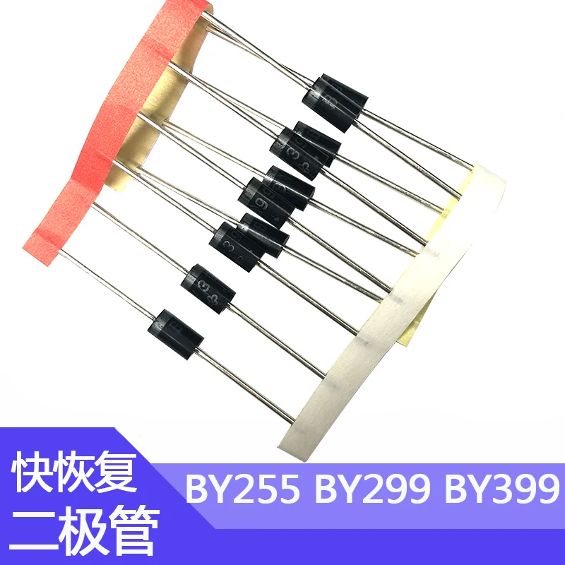 10pcs BY399 Fast Recovery Rectifier Diode BY255 Package DO-27 In-line Braid for Ultrasonic Use BY299