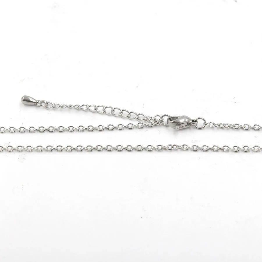 20pcs 45cm 2mm thick stainless steel round cross chain with 5cm water drop extension chain DIY pendant accessories necklace