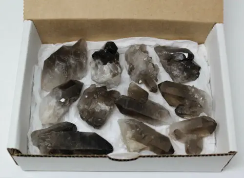 

Smokey Quartz Crystal Clusters / Points: 10-14 Piece Bulk Box Lot (Smoky)