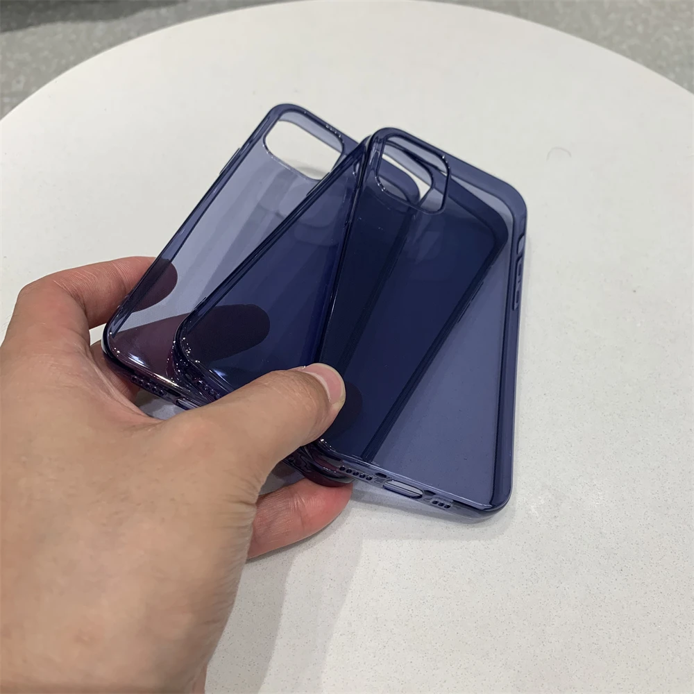 Ultra Thin Navy Blue Clear Phone Case For iPhone 13 12 11 Pro Max XS XR X Soft TPU Silicone For iPhone 6 6s 7 8 Plus Back Cover