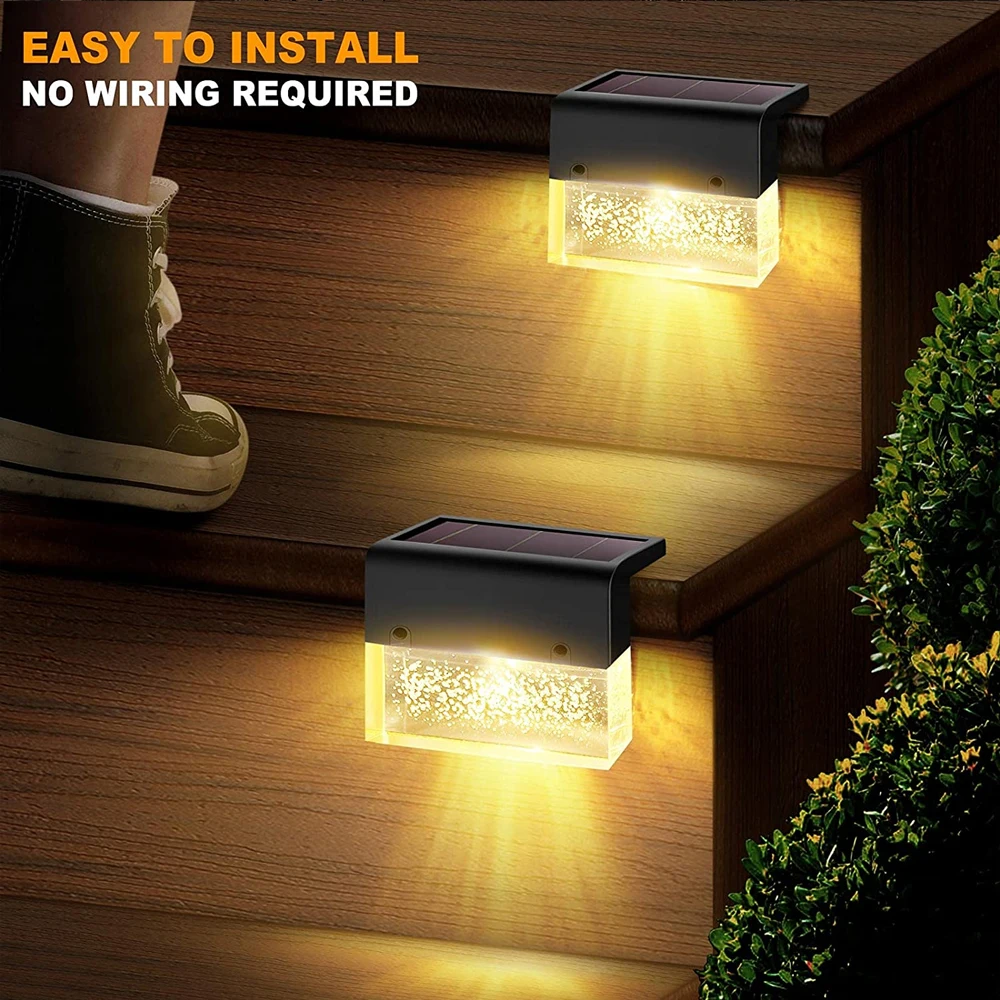 Luce solare a LED per esterni luce per recinzione a LED impermeabile per gradini, cordini, ringhiere, pareti, bianco caldo/cambio colore