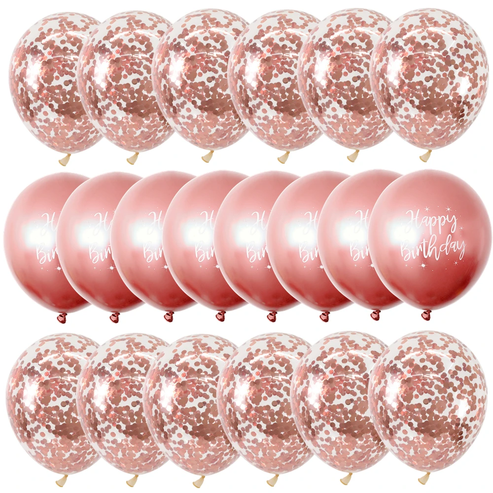 

12inch 20pcs Rose Gold Chrome Confetti Balloons Set Printed Happy Cumpleaños Metallic Globos Navidad Decorations New Year 2021