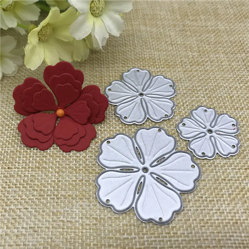 3pcs flower Metal stencil mold Cutting Dies decoration scrapbook die cuts Album Paper Craft Embossing DIY Card Crafts