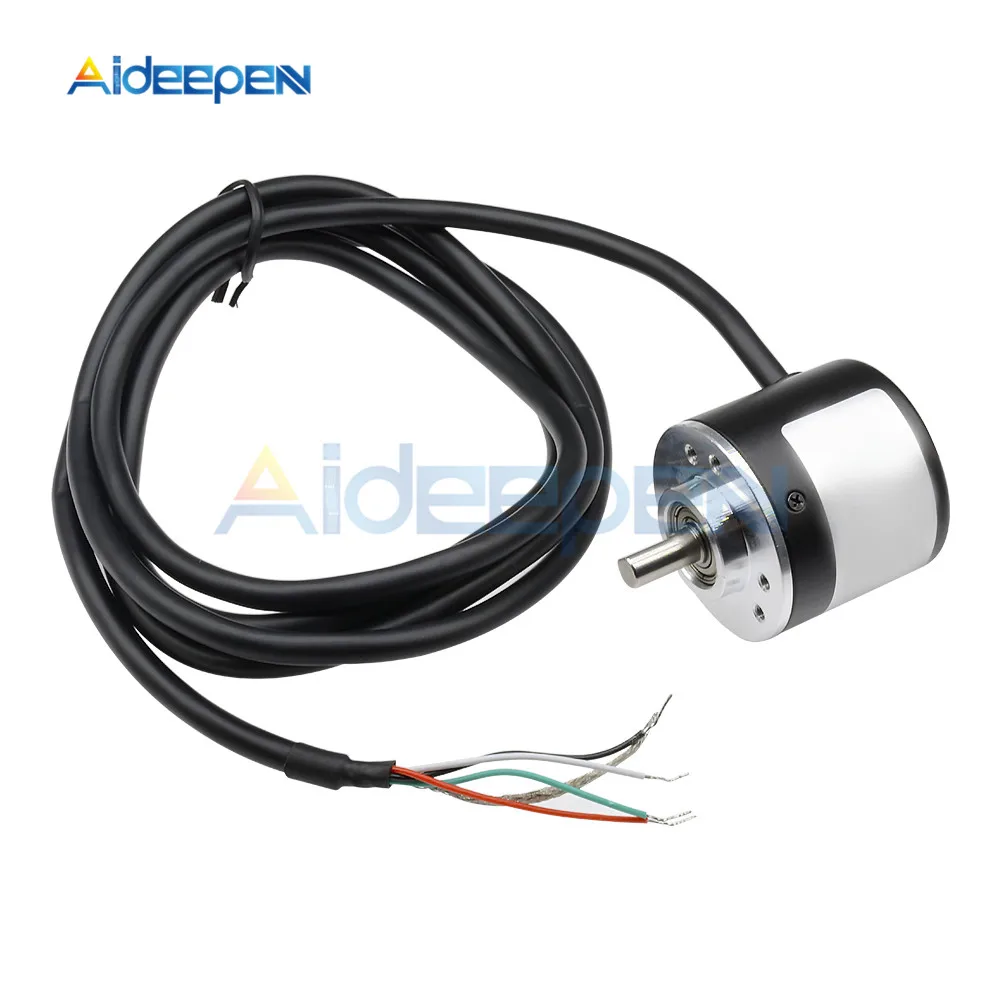 DC 5-24V 600 Pulse/360 Pulse Incremental Optical Rotary Encoder A B Phase NPN Open Collector Output