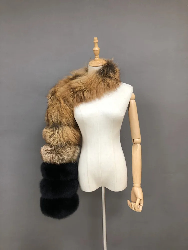 

Hot Sale Warm Winter Sexy & Club Styles Red Fox Fur Coat Women Custom Fluffy Raccoon Fur Real Fox Fur Sleeves