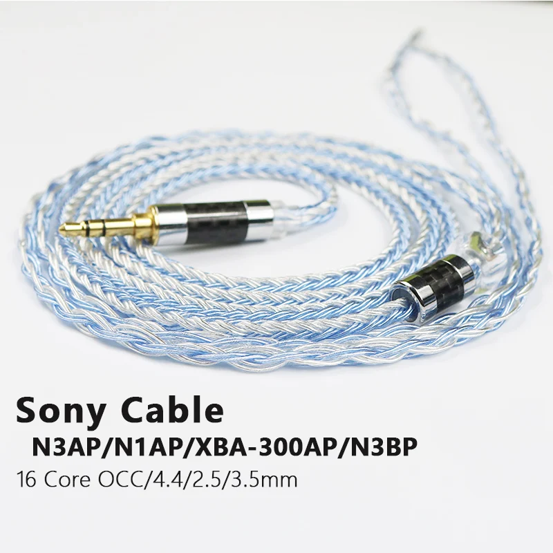 Sony Cable N3AP N1AP XBA-300AP N3BP A2 16 Core Earphones Silver Plated HIFI Upgrade Cable OCC 4.4mm Balance 2.5 3.5mm With MIC