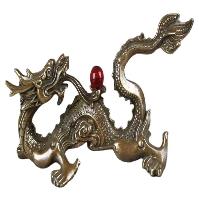 

China Old Bronze Feng Shui Decoration Dragon Statue Dragon Pen Frame