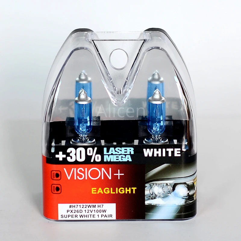 100W 12V Super White bulbs H7 Racing Vision +30% More Brightness Auto Headlight Hi/lo Beam Halogen Lamp Rally Performance Pair
