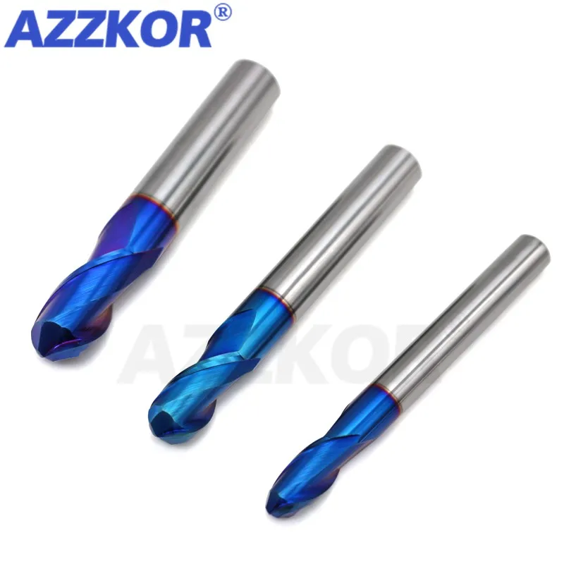 Milling Cutter Alloy Coating Tungsten Steel Tool Cnc Maching Hrc70 Ball Nose Endmills  AZZKOR Top Milling CutterMachine Endmill