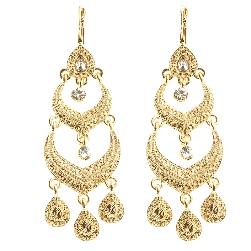 Moroccan Style Earrings for Women's Wedding Party Jewelry with Rhinestone Droplet Shape