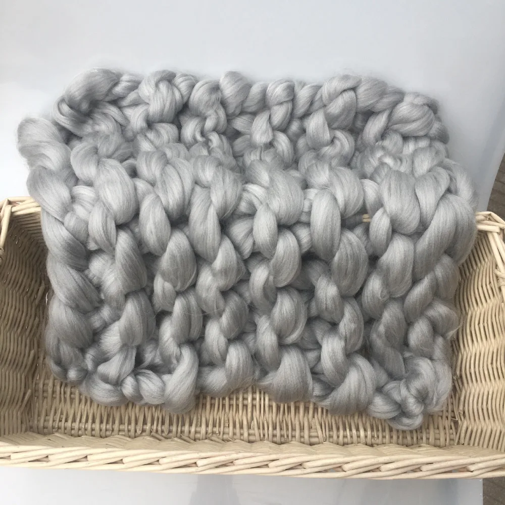 Hand Knitting Soft Baby Photography Blanket Super Thick Wool Chunky Blanket Newborn Basket Filler Newborn Photography Props