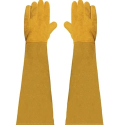 1 Pair Leather Welding Gloves Heat/Fire Resistant Mitts for Oven, Grill, Fireplace, Animal Handling Gloves with 60cm Long Sleeve