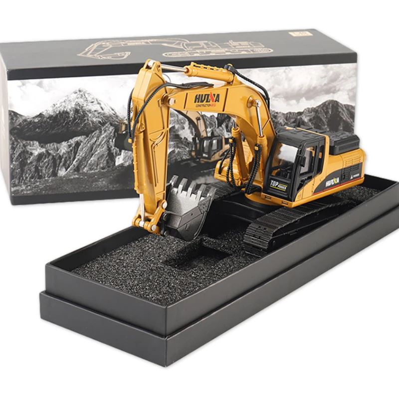 HUINA 1:40 Alloy Diecast Vehicle Excavator Engineering Model Loader Metal Truck Collection Boys Birthday Gift Car Christmas Toys